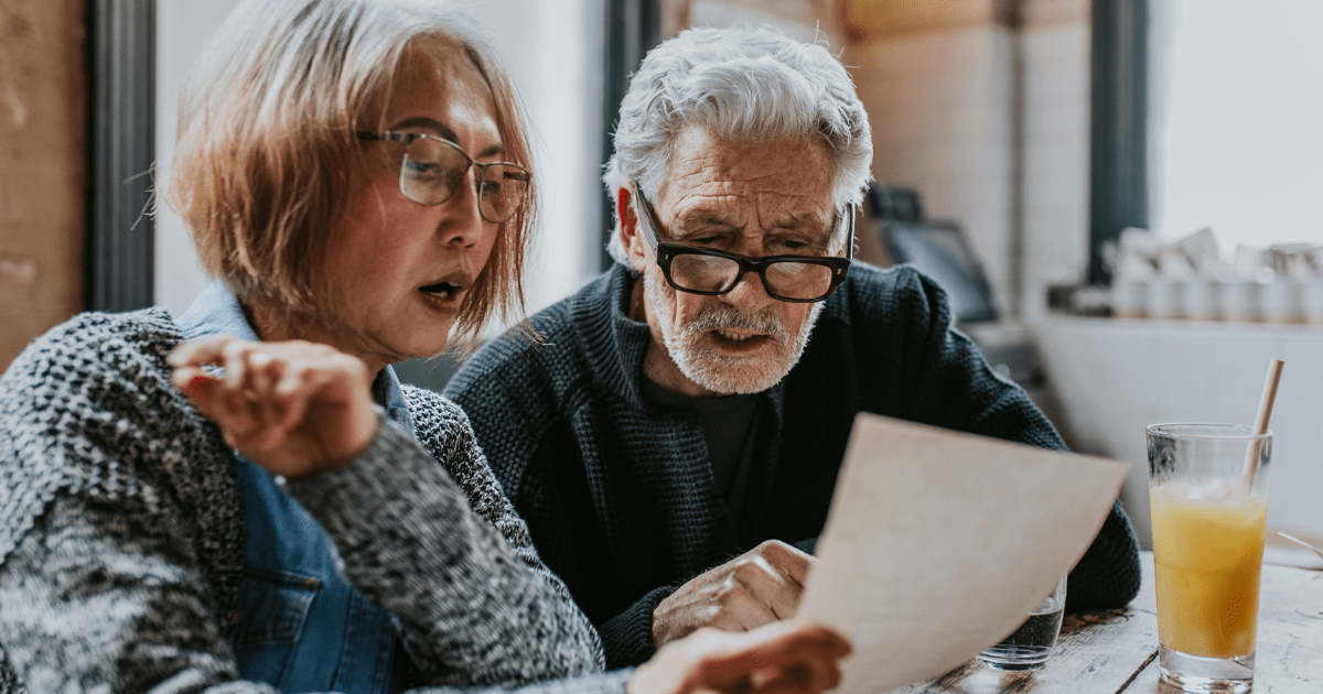 Elderly couple ordering