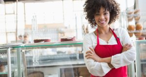 happy food service employee