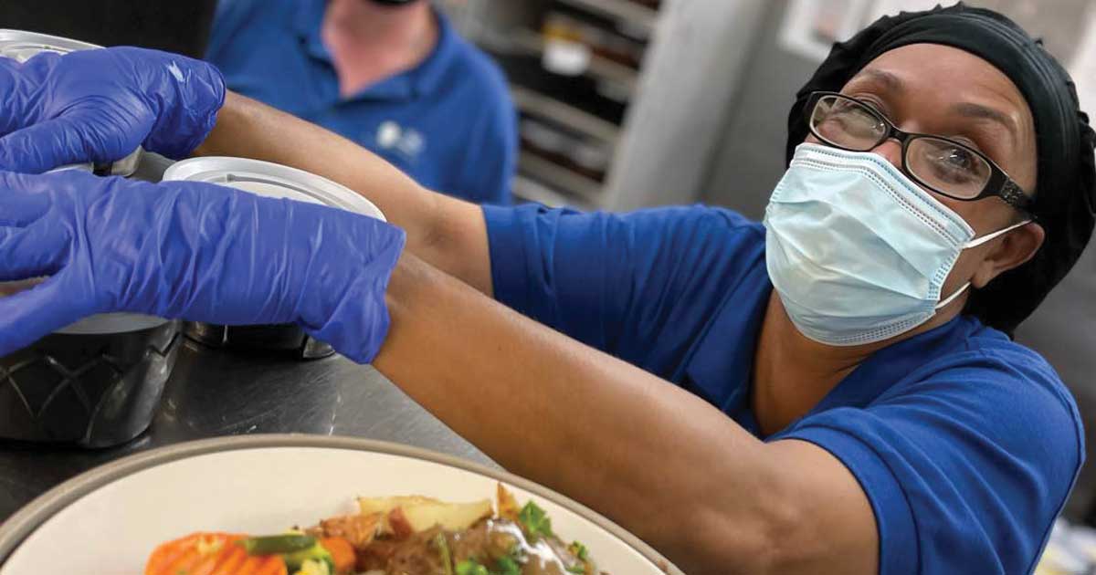 happy food service worker